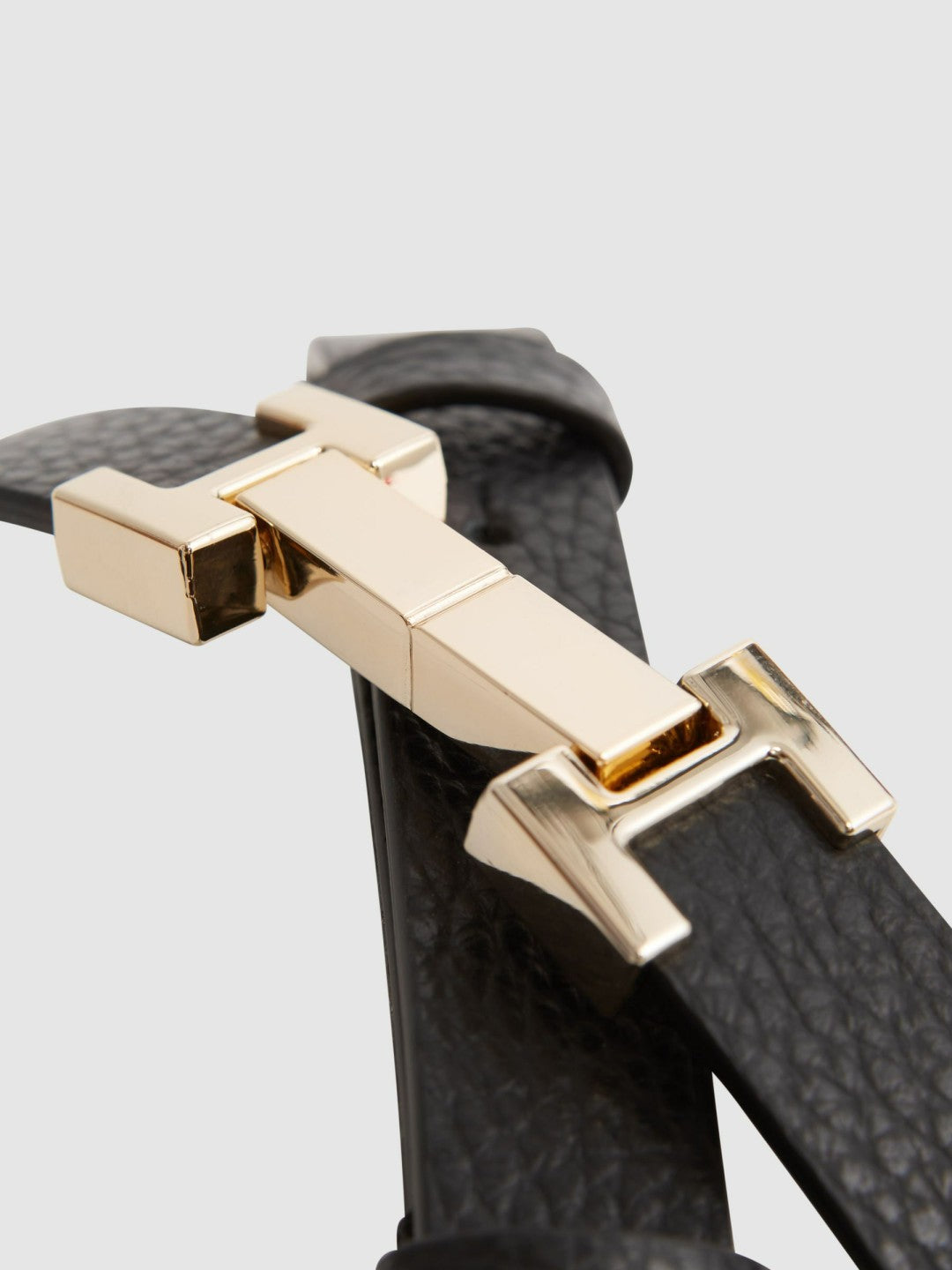 Reiss Leather Square Hinge Belt in Black