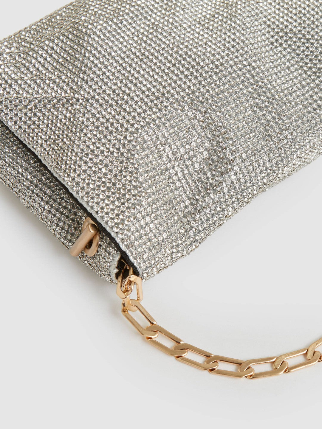 Reiss Embellished Chainmail Shoulder Bag in Silver