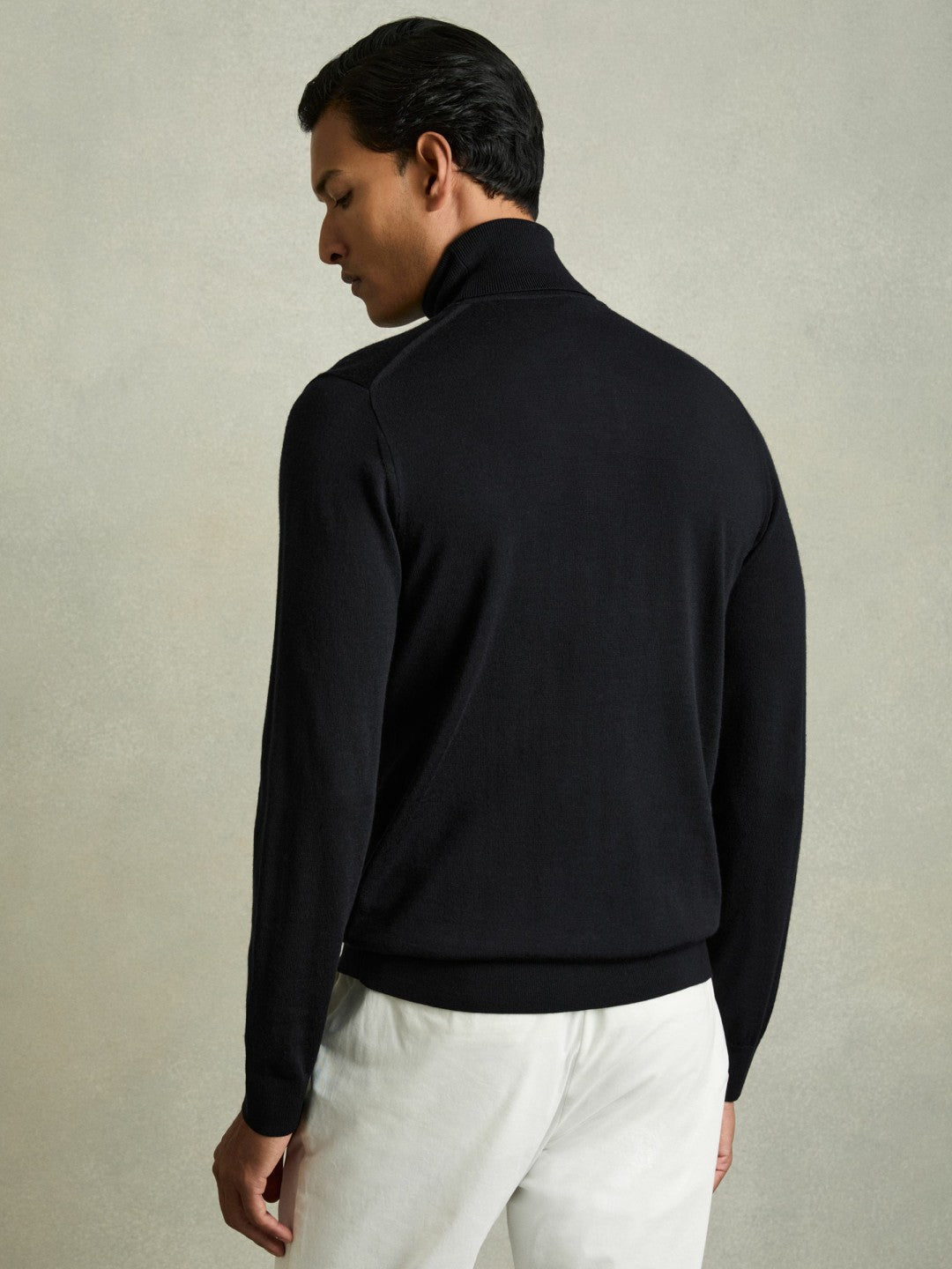 Reiss Value - Slim Fit Merino Wool Roll Neck Jumper in Navy