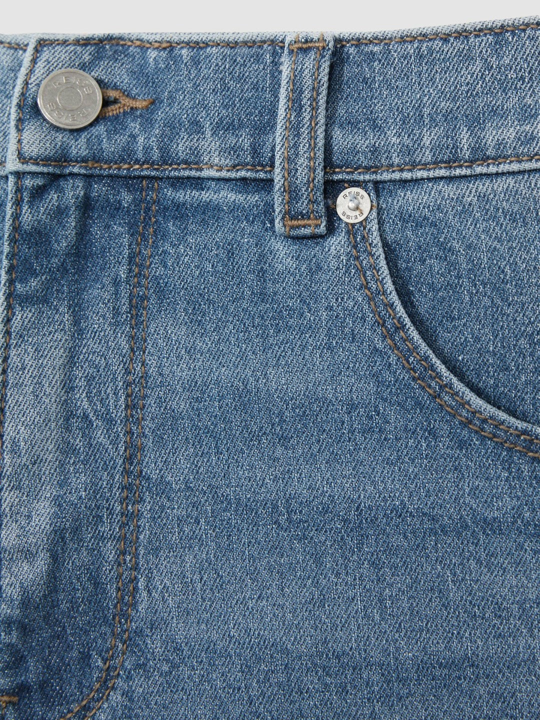 Reiss Straight-Leg Jeans in Mid Blue Wash