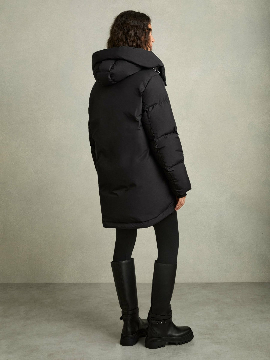 Reiss Petite Concealed-Hood Puffer Coat in Black