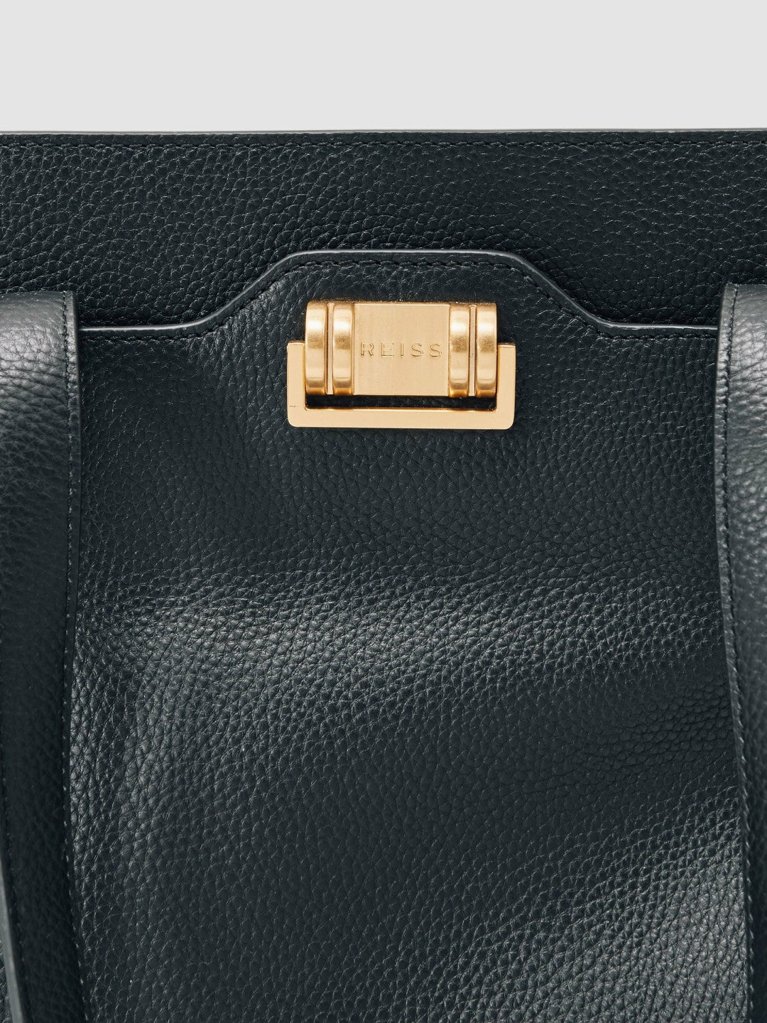 Reiss Grained Leather Tote Bag in Black