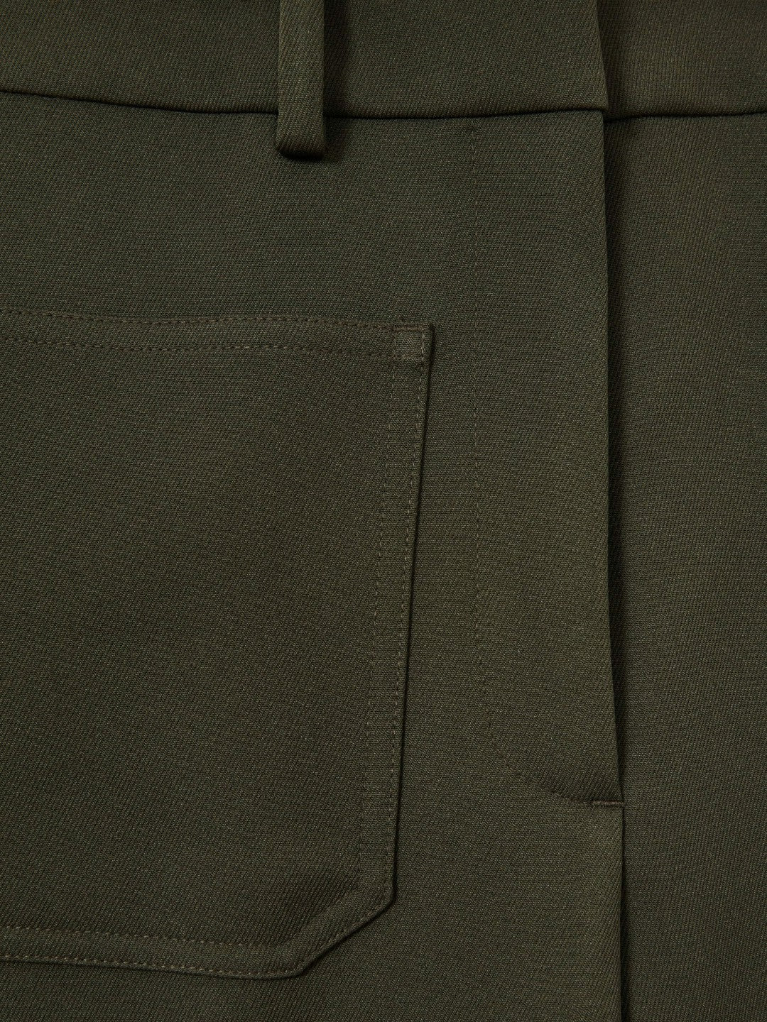 Reiss Twill Patch-Pocket Flared Trousers in Green