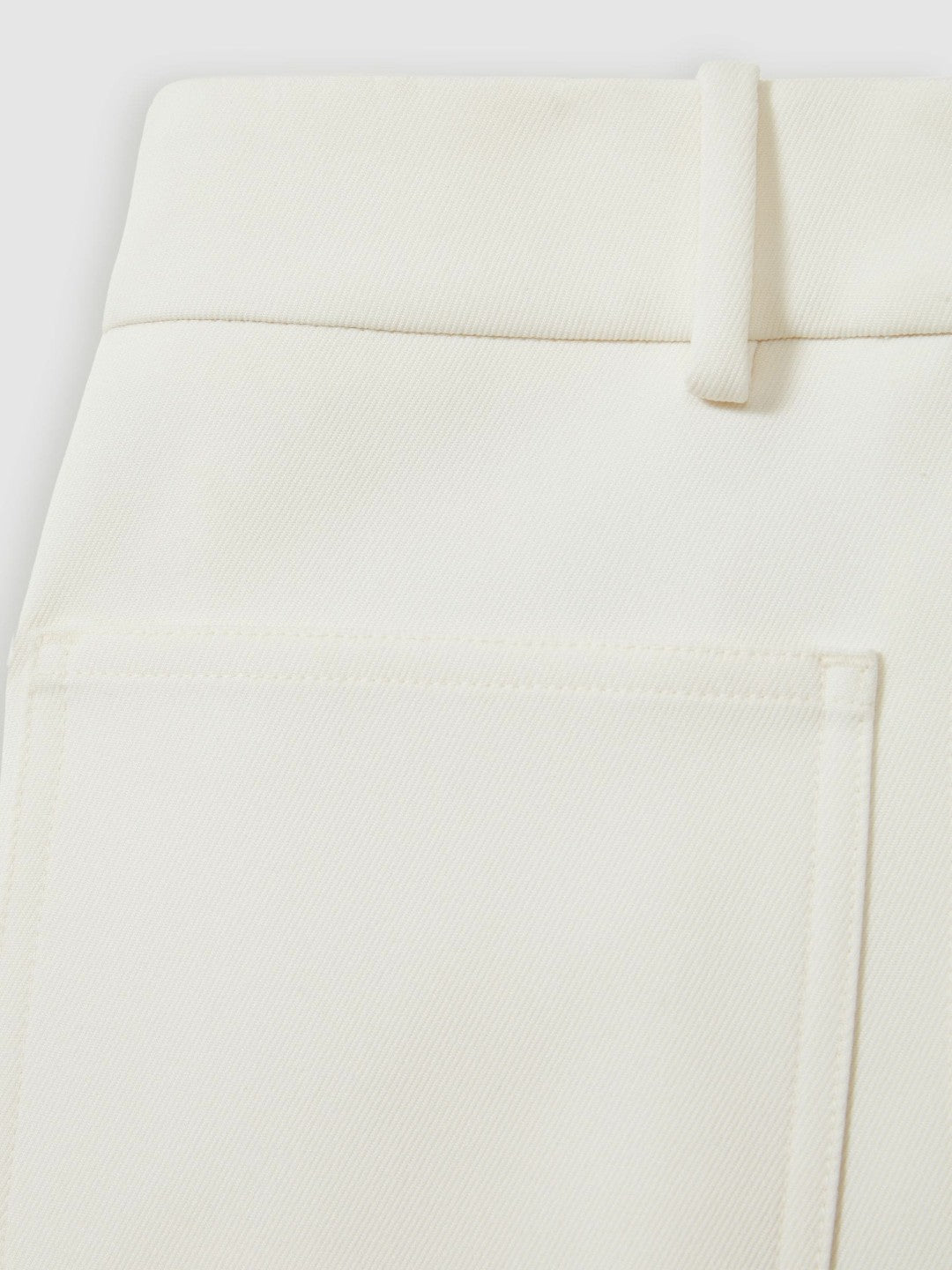 Reiss Petite Twill Patch-Pocket Flared Trousers in Cream