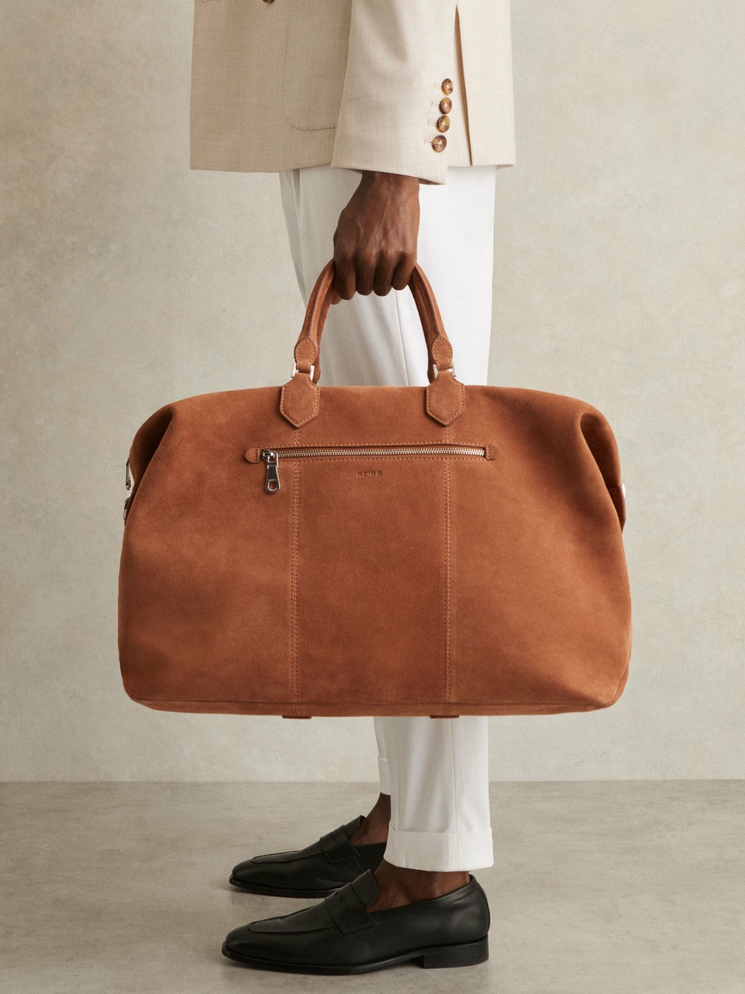 Reiss Suede Holdall in Light Tan