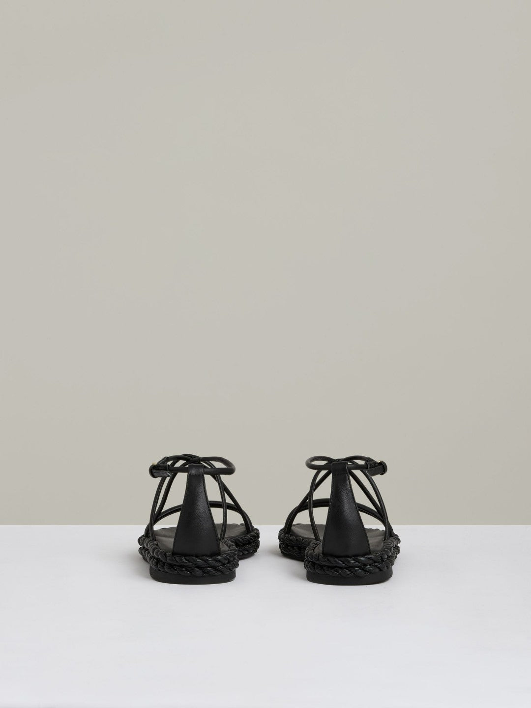 Reiss Leather Braided Flat Sandals in Black