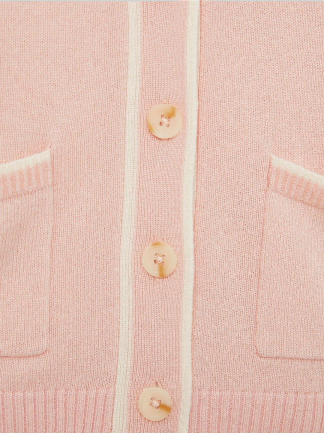 Reiss 9-13 yrs Wool-Blend Tipped Cardigan in Pink