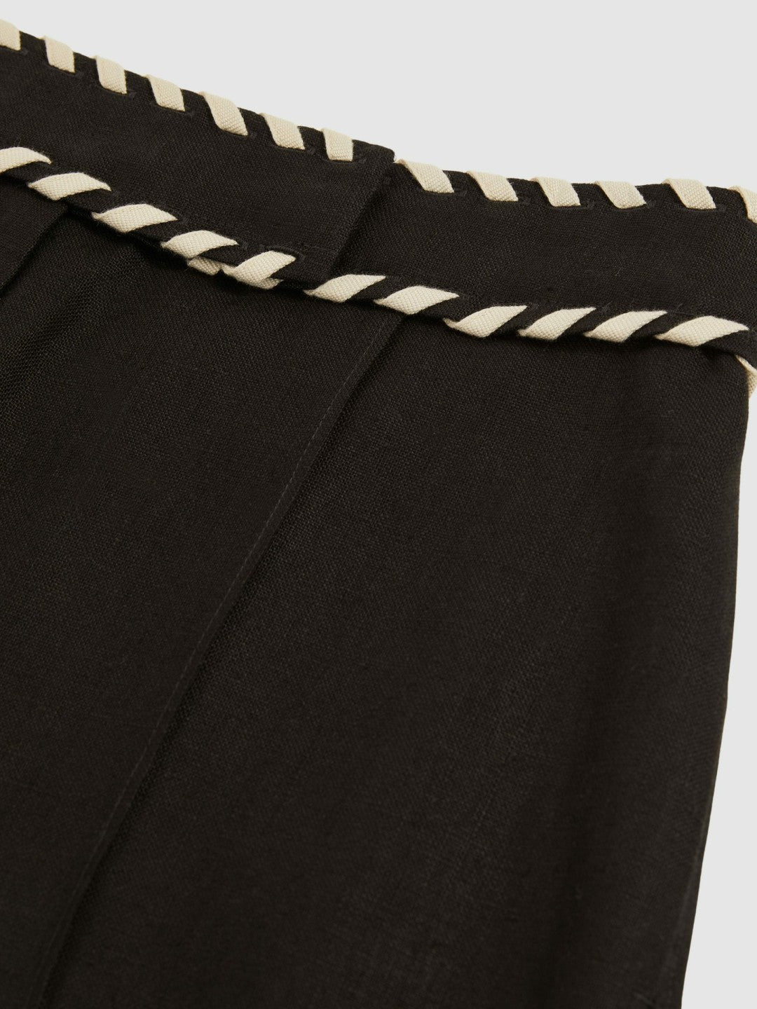 Reiss Linen Whipstitch Shorts in Black