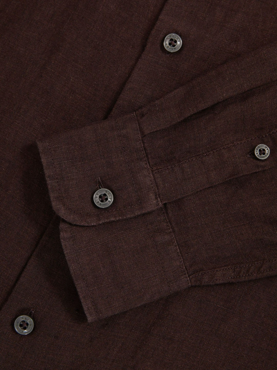 Reiss Featured - Linen Button-Through Shirt in Dark Brown
