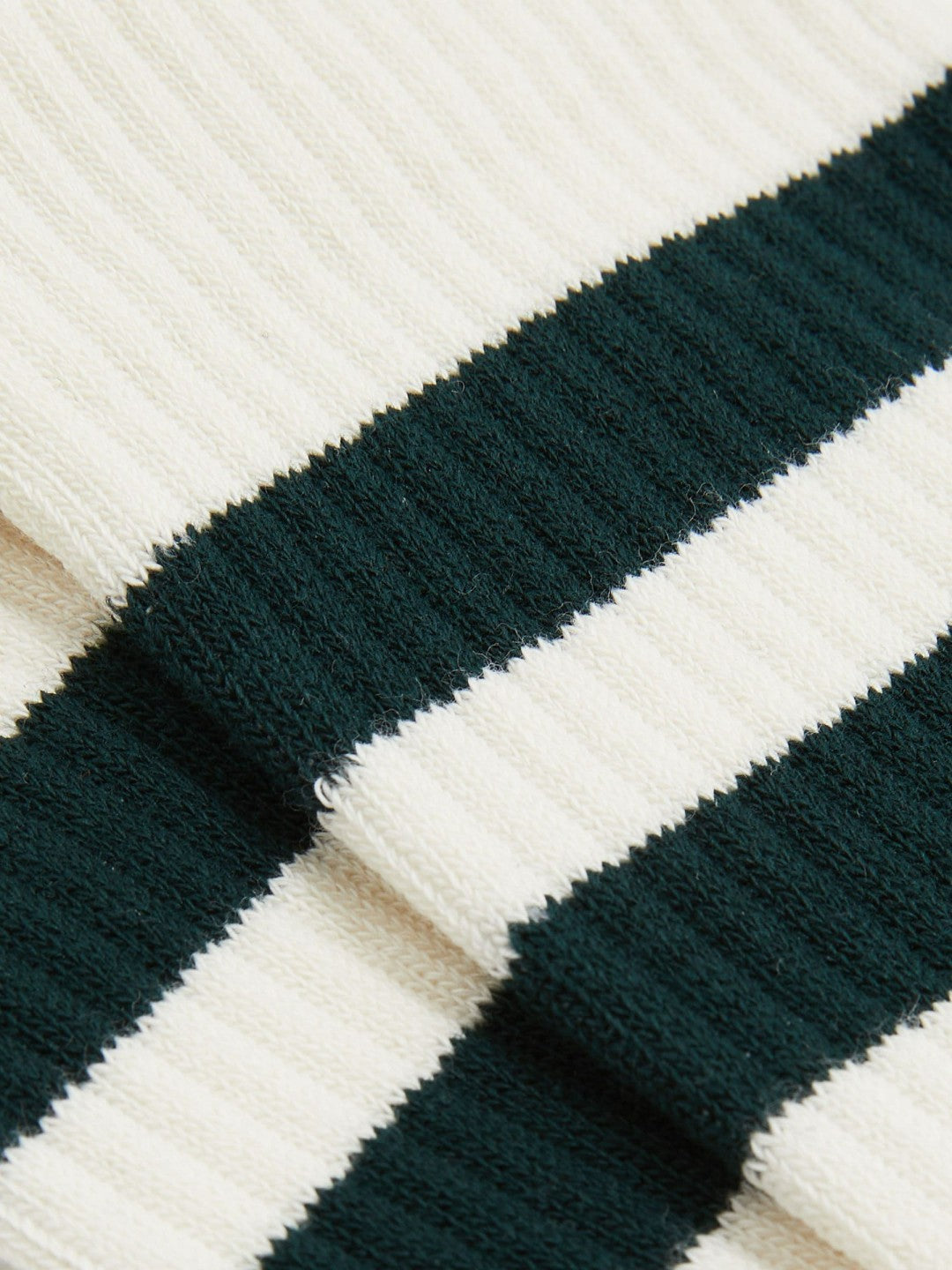 Reiss Sale - Cotton-Blend Double-Stripe Socks in Forest Green/Ecru