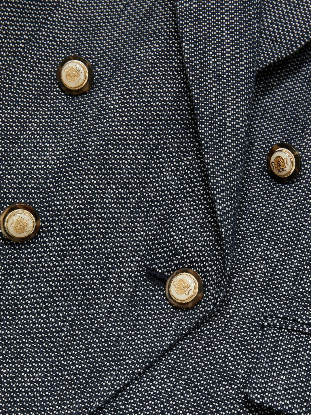Reiss Linen-Cotton Double-Breasted Blazer in Navy