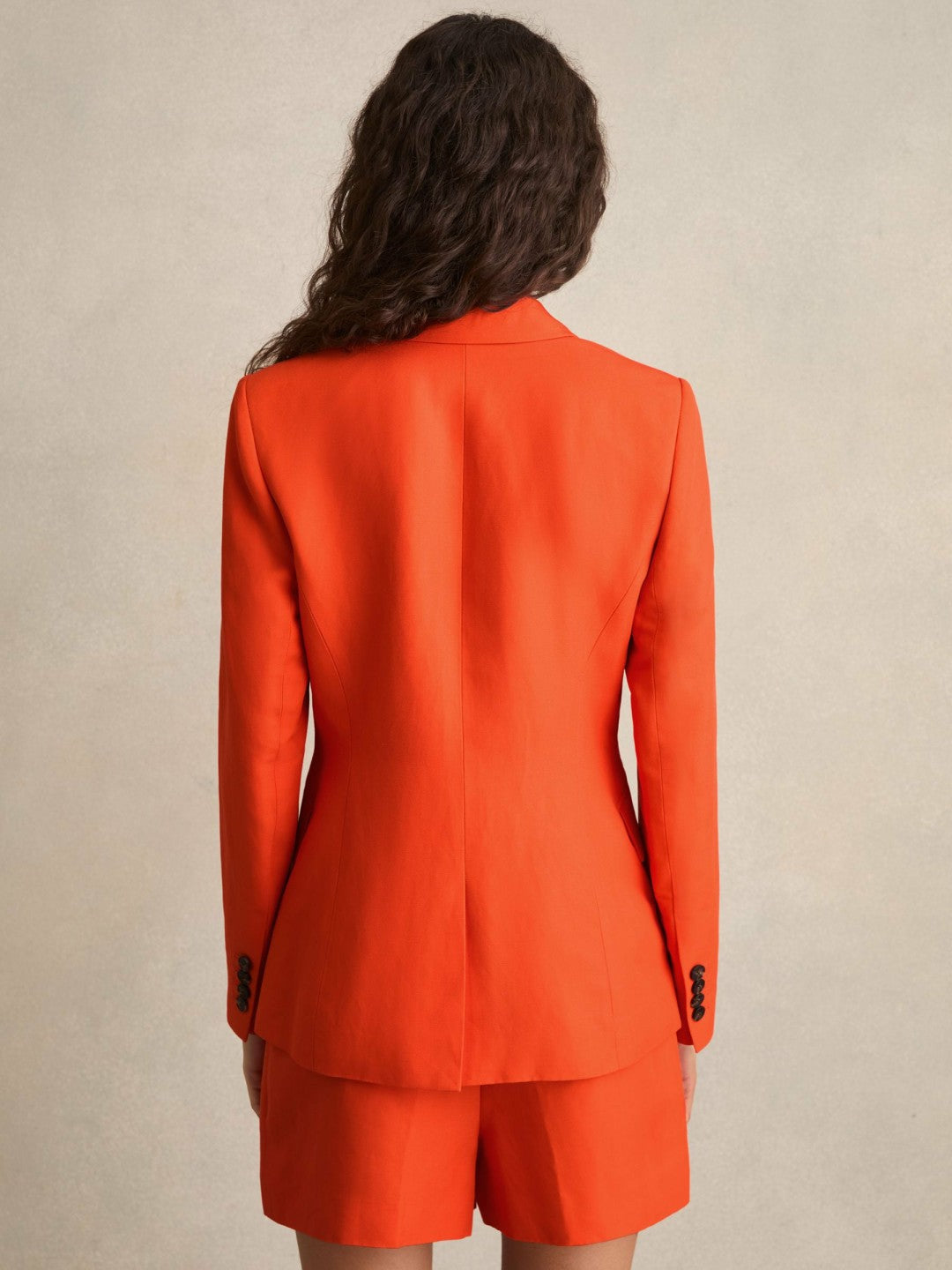 Reiss Single Breasted Suit Jacket With Linen in Orange