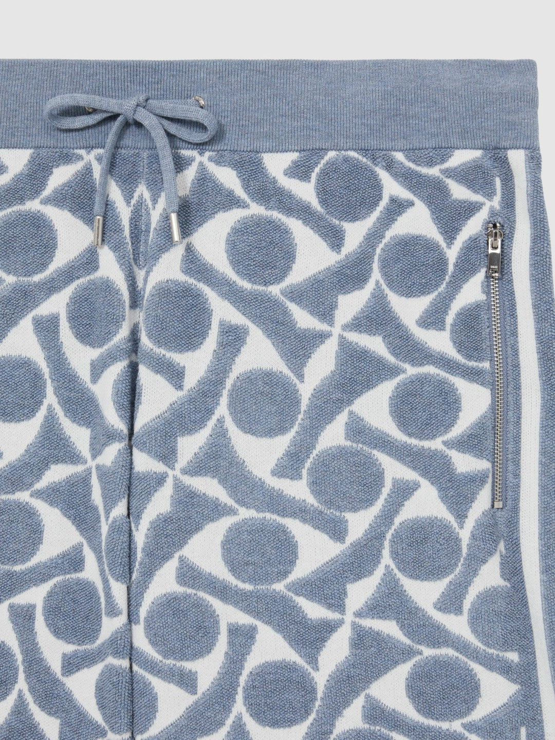 Reiss Abstract-Pattern Towelling Shorts in Soft Blue/White