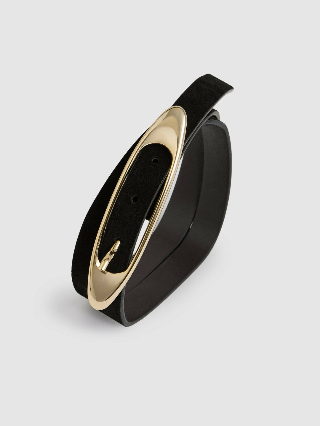 Reiss Savings - Leather Oval-Buckle Belt in Black