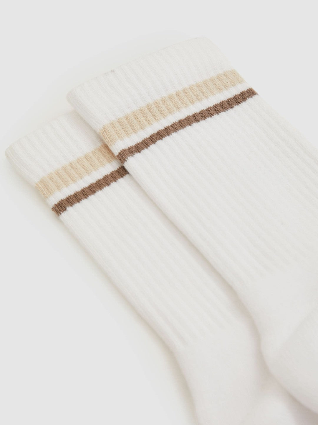 Reiss Cotton-Blend Striped Crew Socks in White