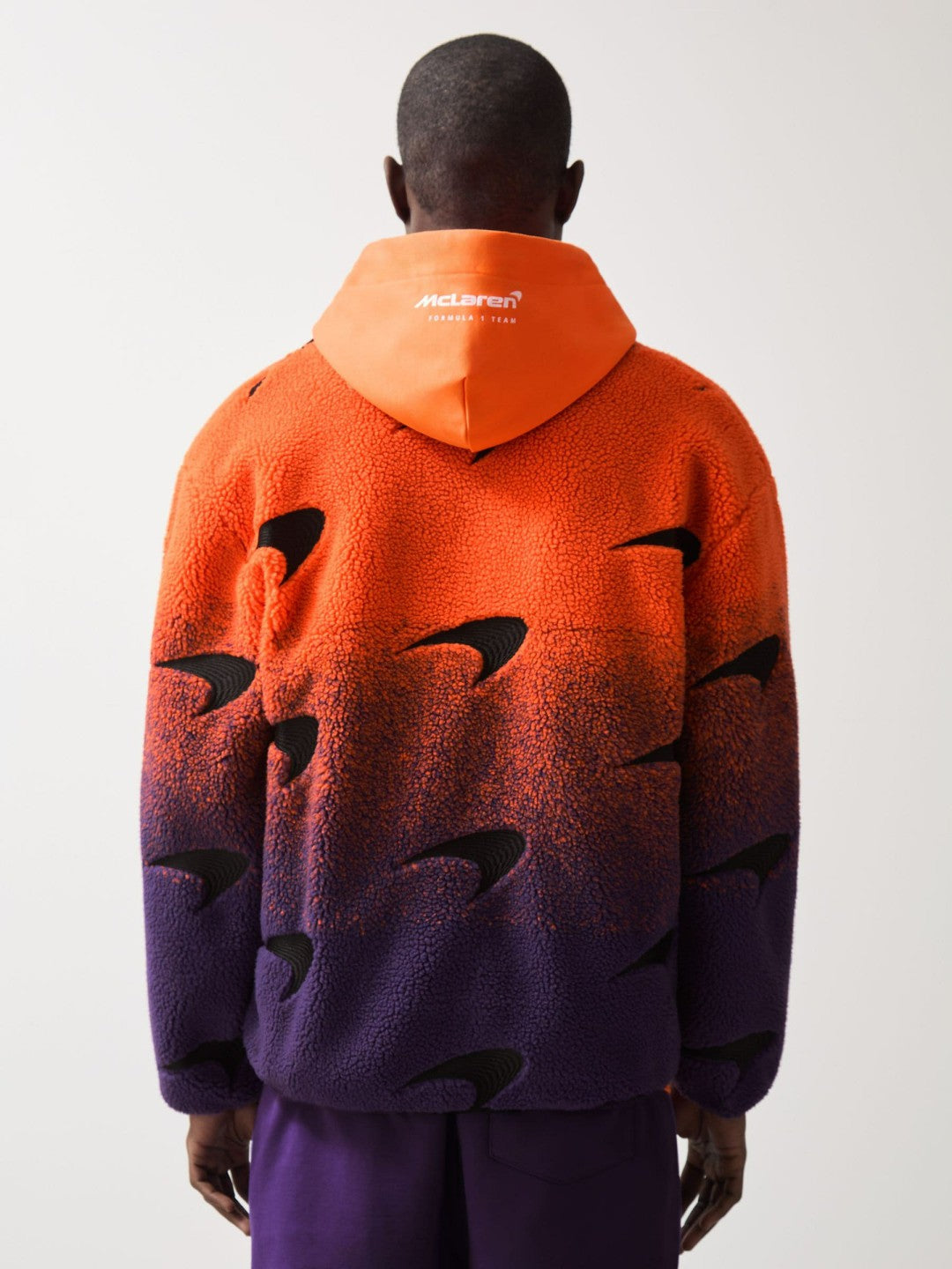Reiss Unisex Fit McLaren F1 Team Ombré Fleece Jacket in Papaya Orange/Purple