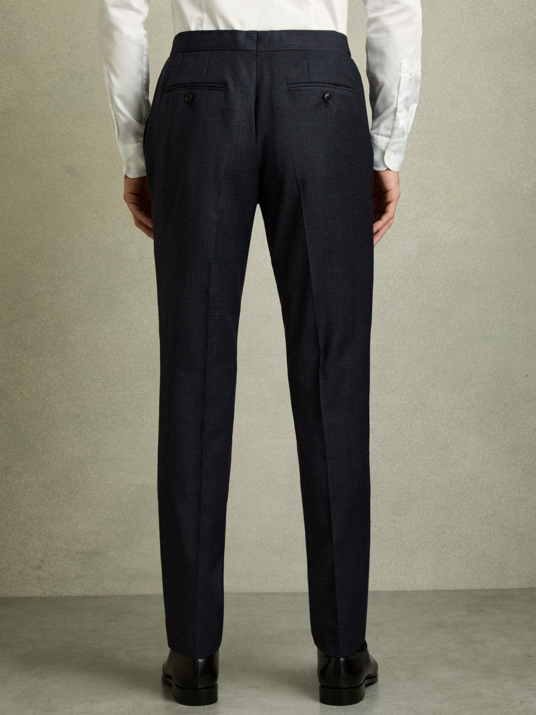 Reiss Value - Slim-Fit Wool-Blend Textured Tailored Trousers in Navy