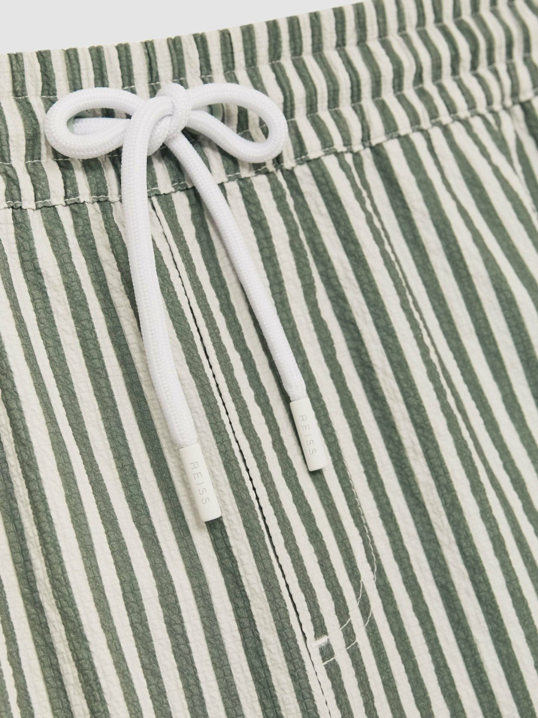 Reiss Deal - Seersucker Stripe Swim Shorts in Sage/White