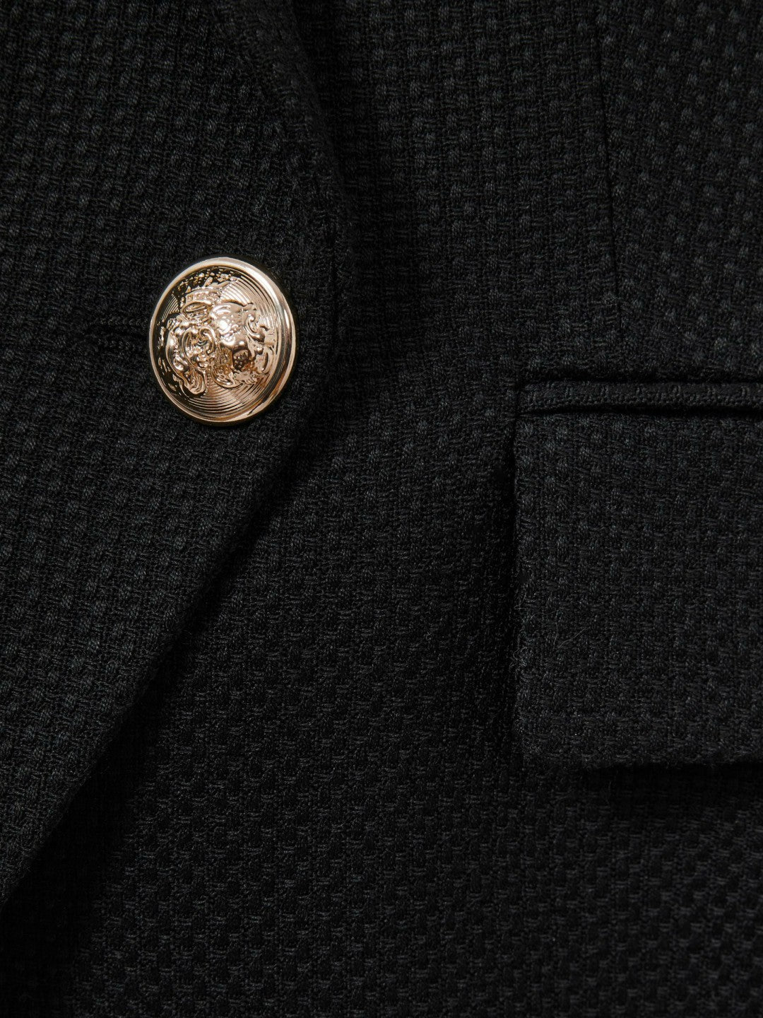 Reiss Tailored Fit Textured Double Breasted Blazer in Black