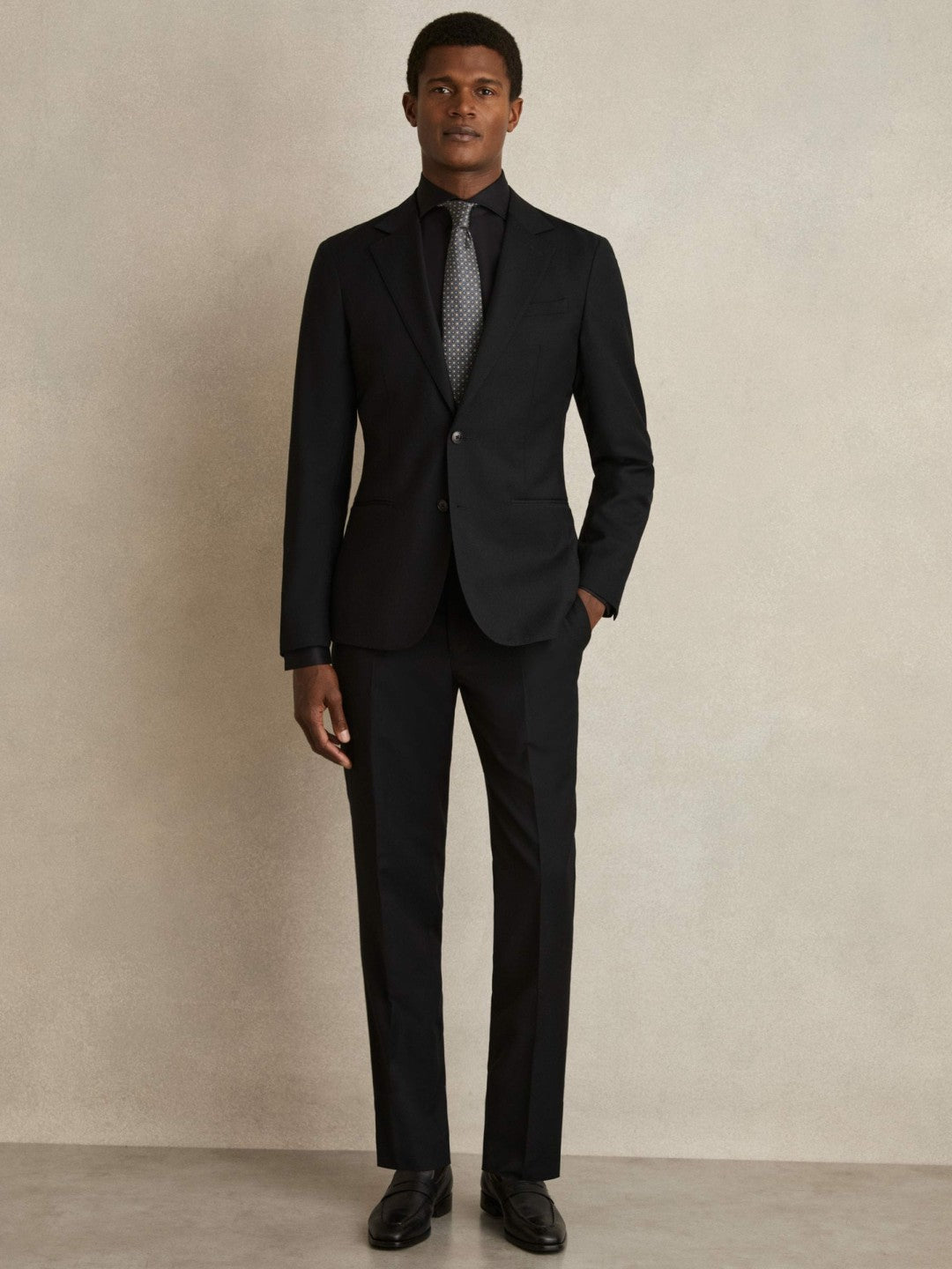 Reiss Savings - Regular Fit Cotton-Twill Two-Fold Shirt Slim-Fit in Black