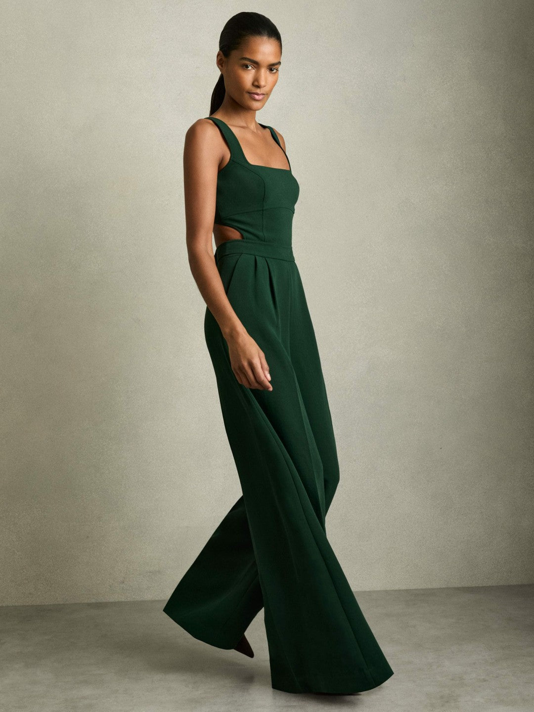 Reiss Wide-Leg Cut-Out Jumpsuit in Green