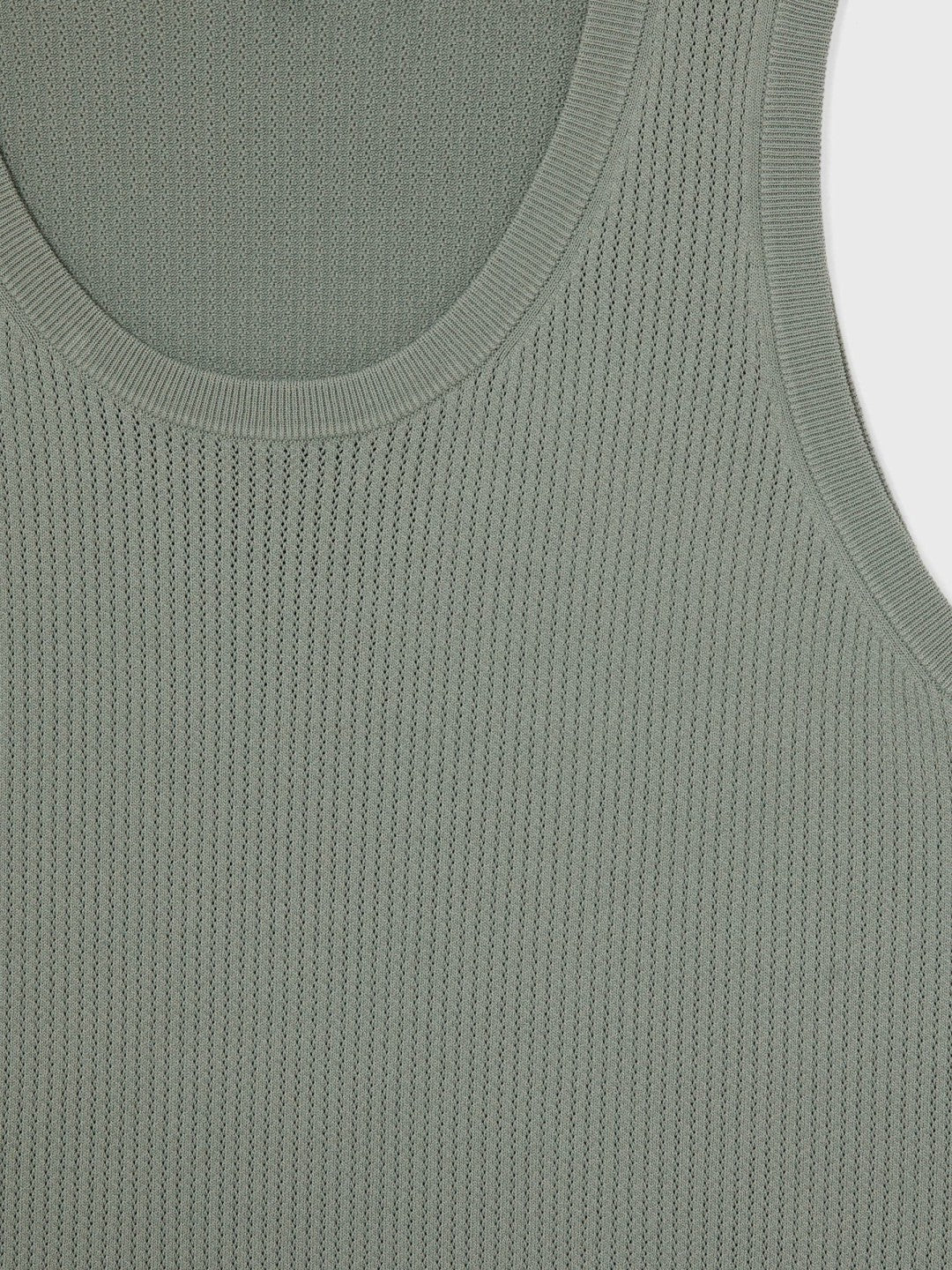 Reiss Textured Crew Neck Ribbed Vest in Sage Green