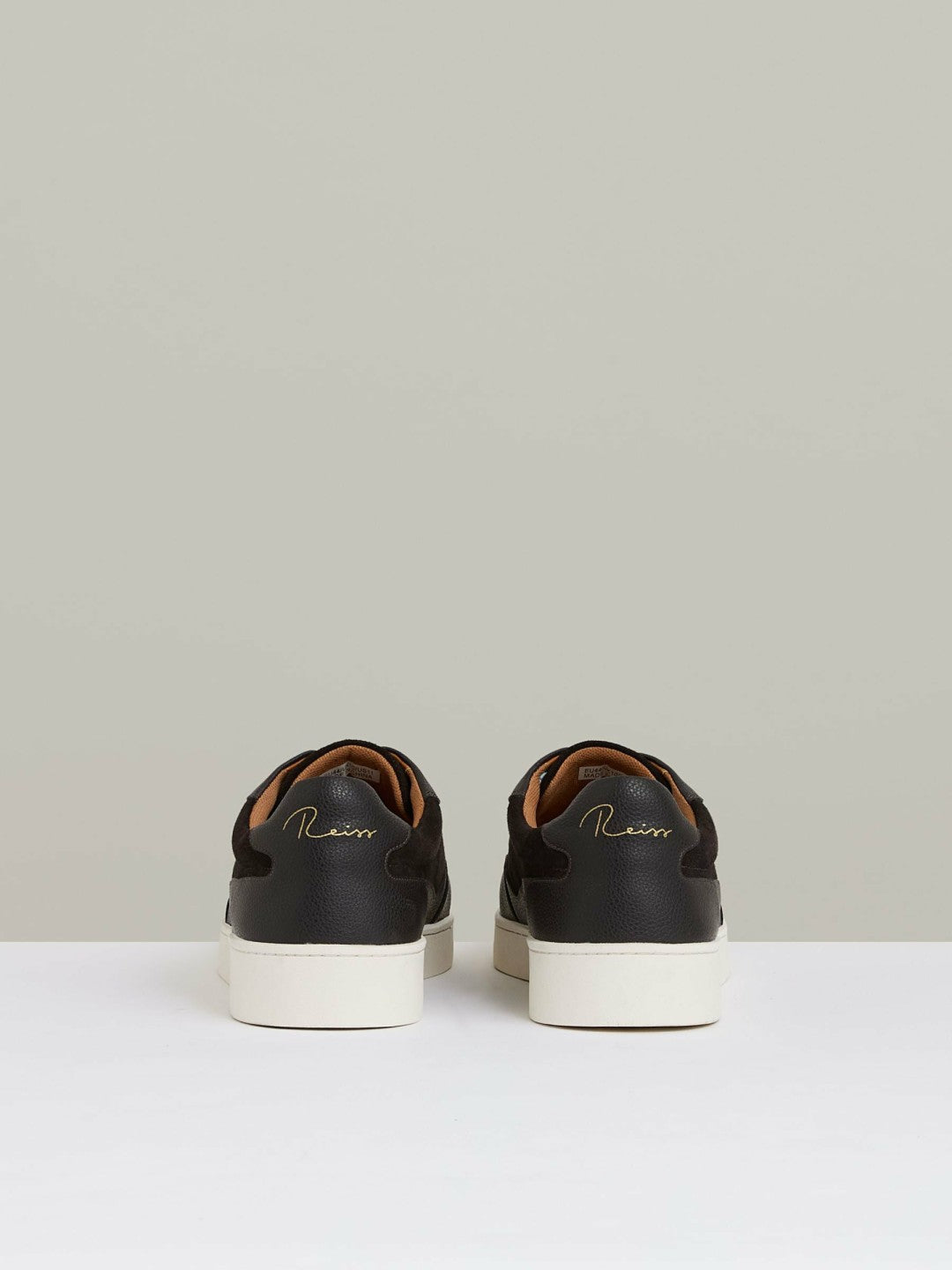 Reiss Leather Elasticated-Lace Trainers in Espresso Brown