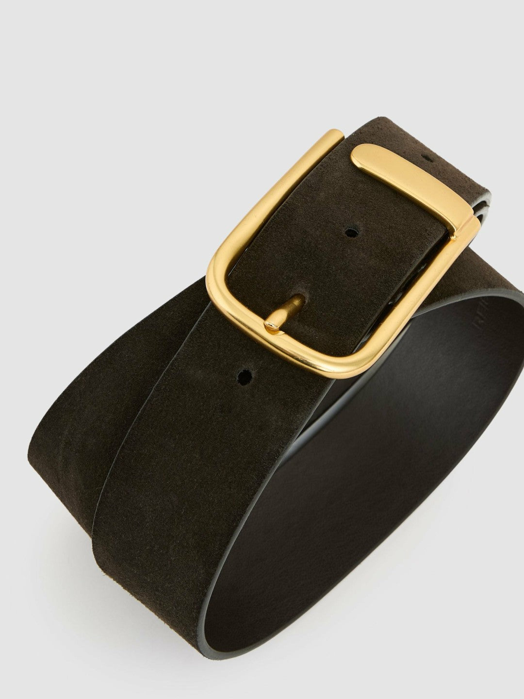 Reiss Leather Half Keeper Belt in Chocolate