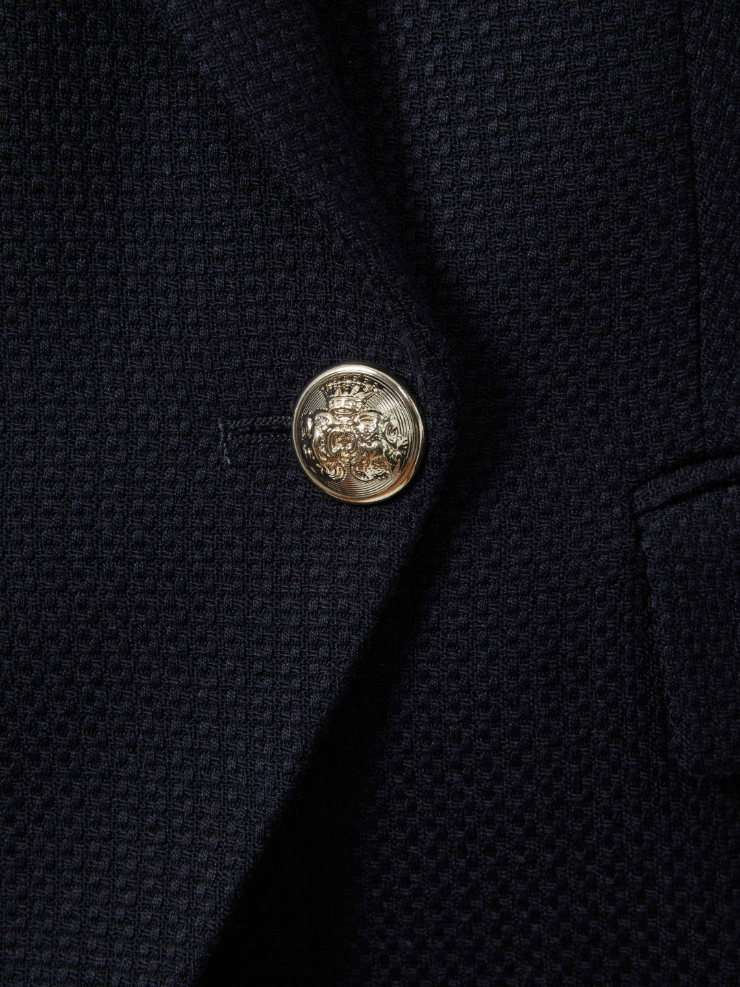 Reiss Petite Tailored Fit Textured Double Breasted Blazer in Navy