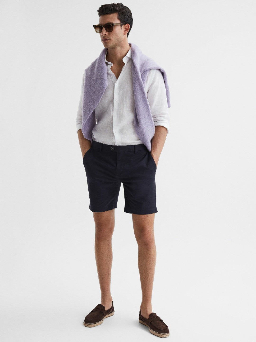 Reiss Short Length Casual Chino Shorts in Navy