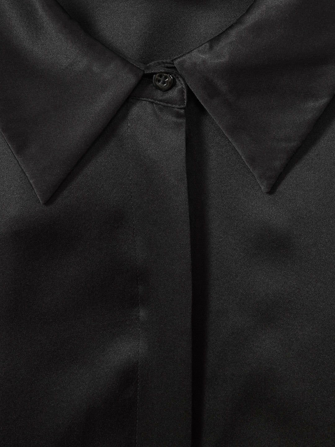 Reiss Petite Silk Double-Cuff Button-Through Shirt in Black