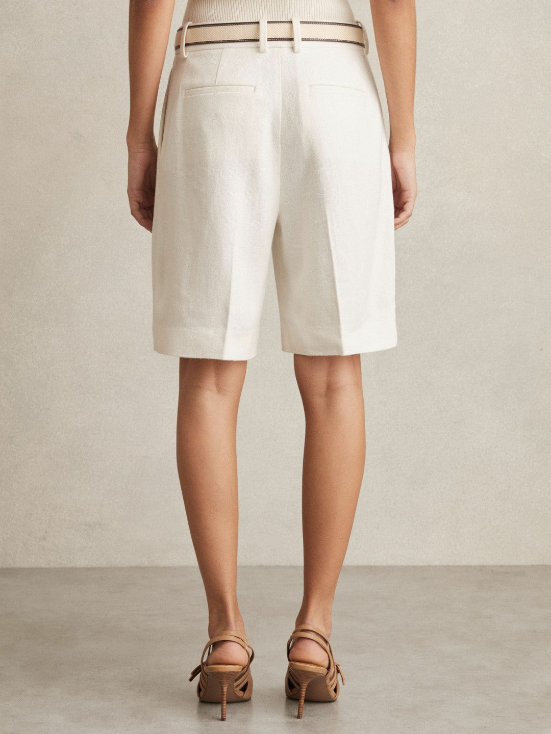 Reiss Linen-Blend Bermuda Shorts in White