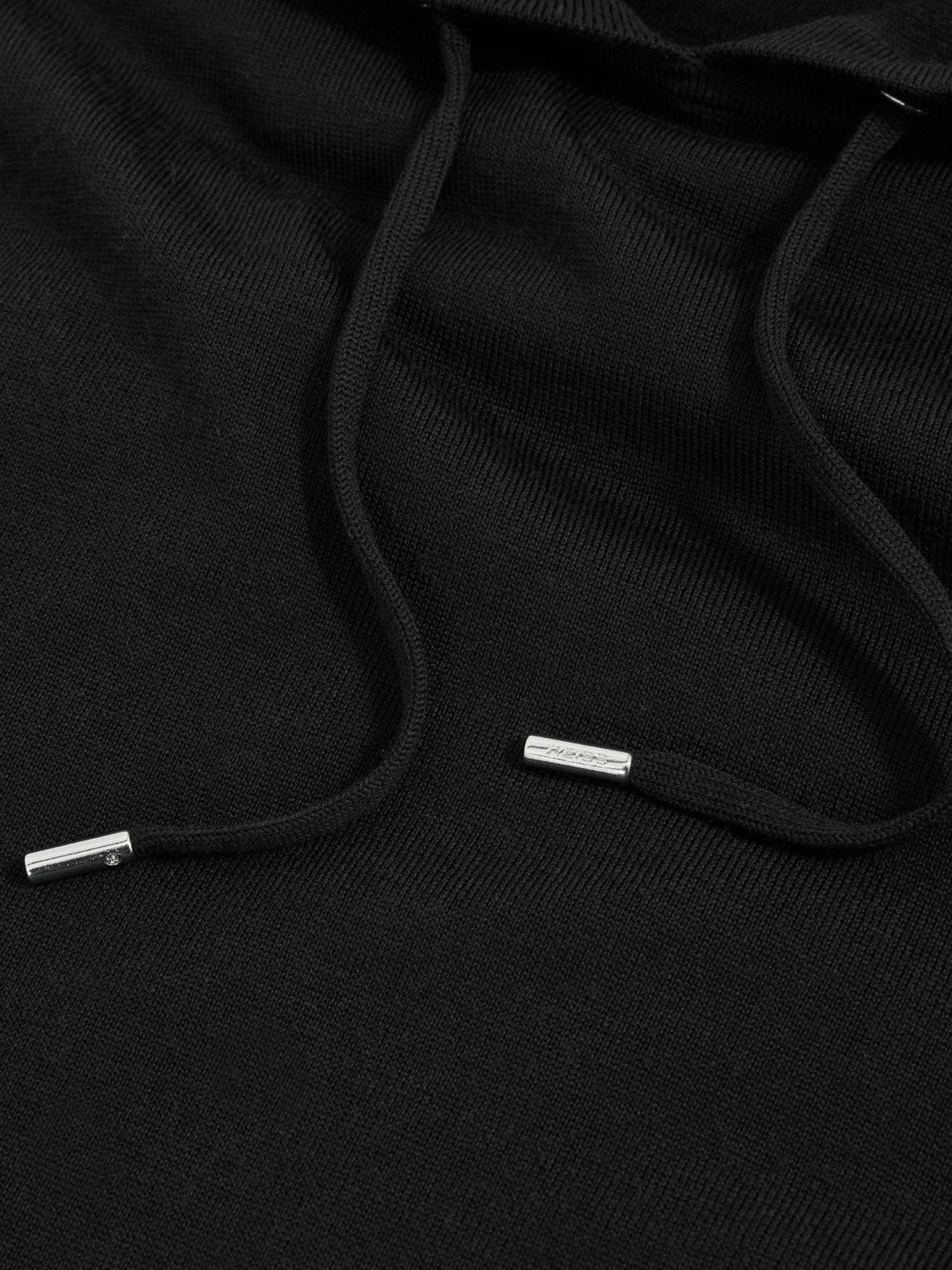 Reiss Offer - Merino Wool Drawstring Hoodie in Black