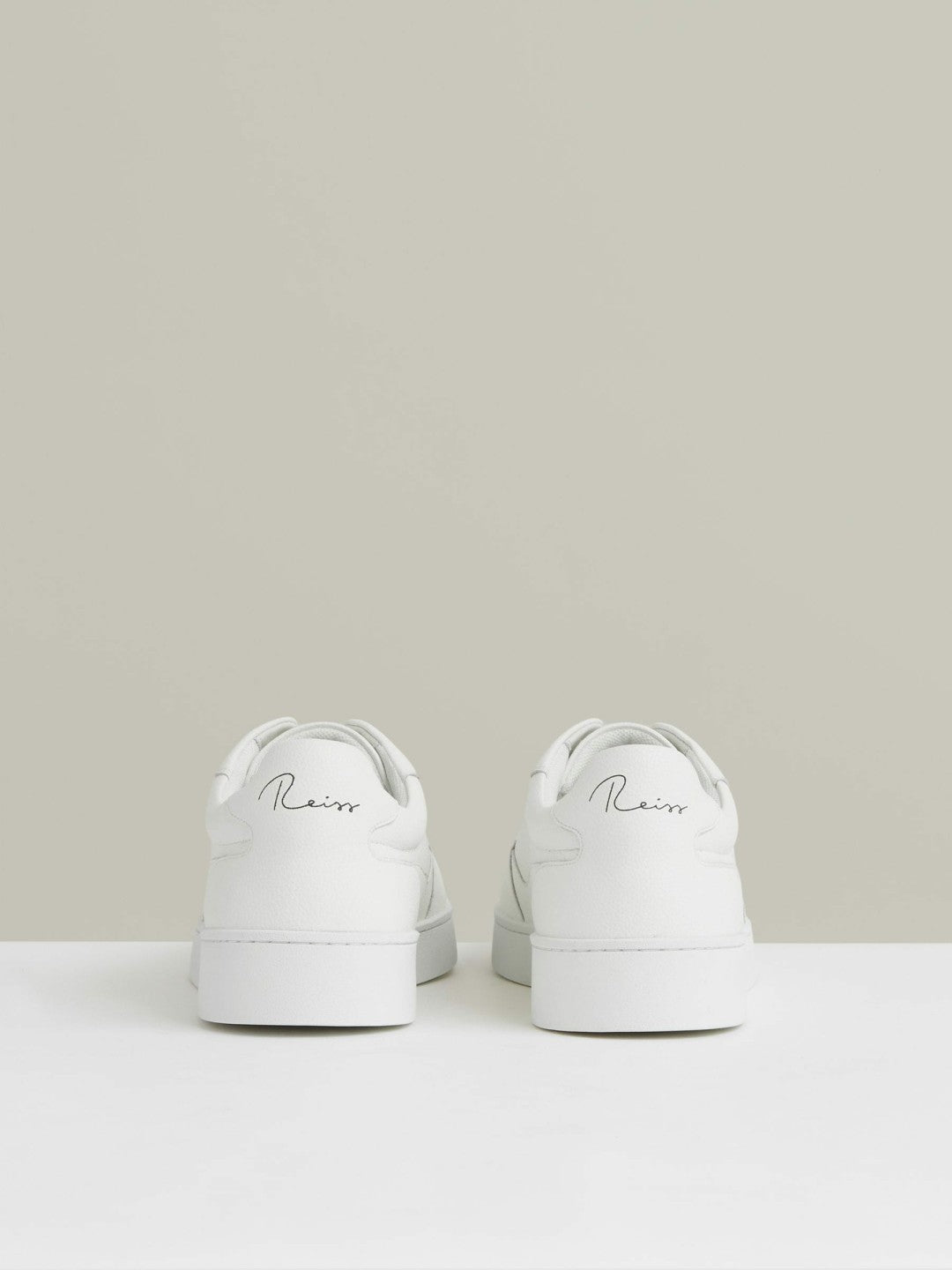 Reiss Leather Elasticated-Lace Trainers in White