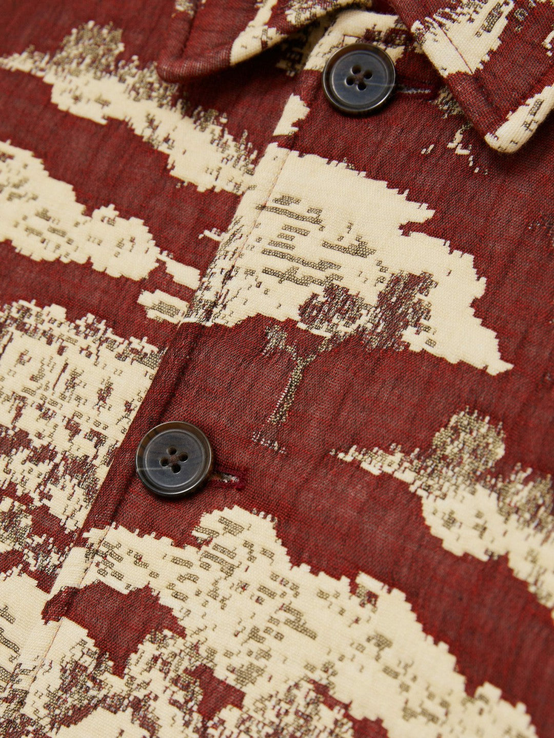 Reiss Les Deux Woven Ruins Overshirt in Red/Cream
