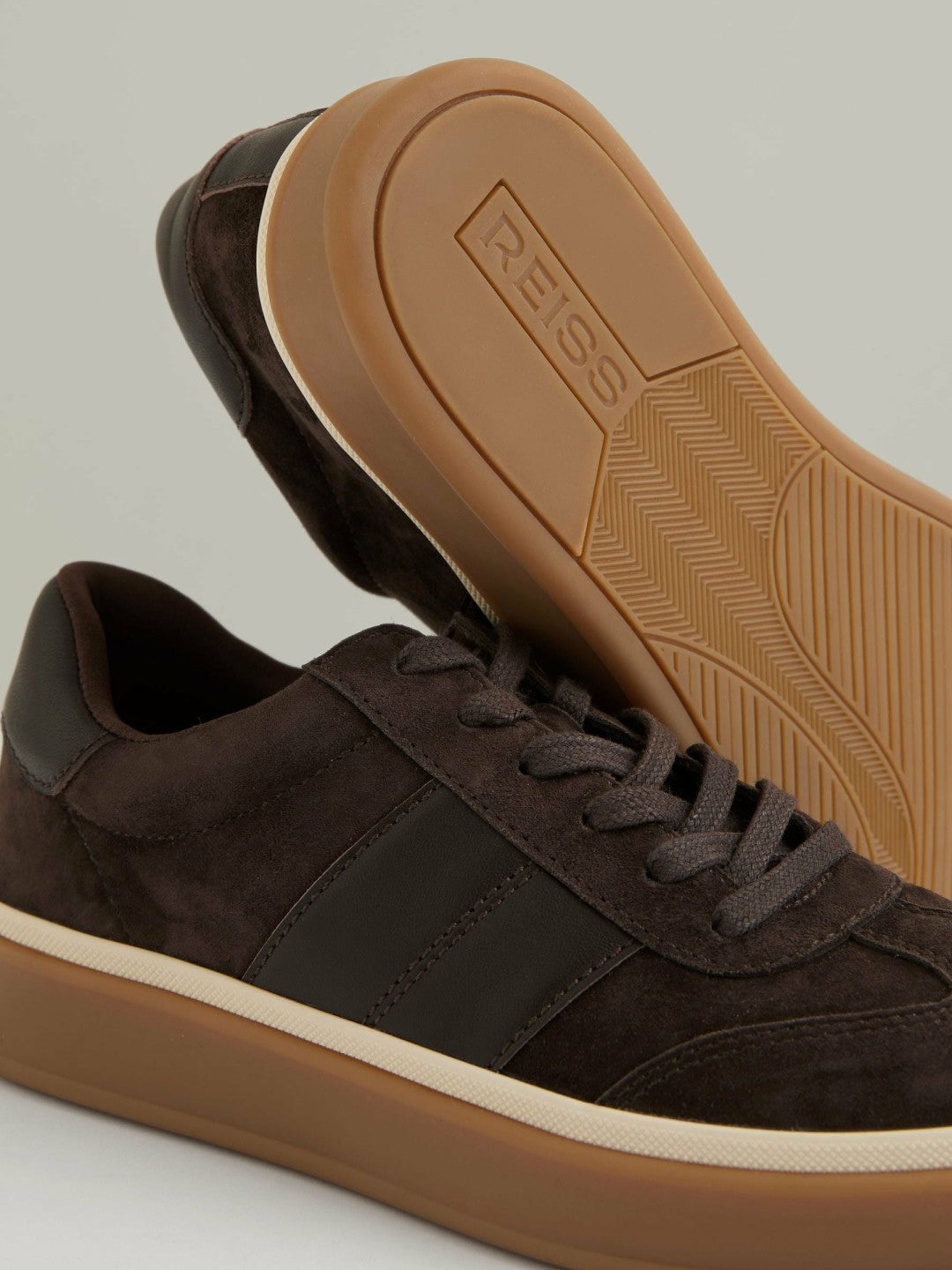 Reiss Suede Low-Top Trainers in Chocolate