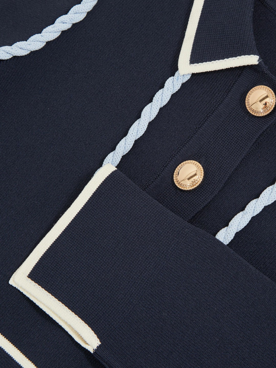 Reiss 3-9 yrs Piped Knitted Skater Dress in Navy