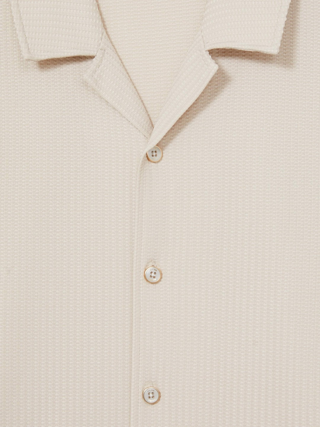 Reiss Textured-Knit Cuban-Collar Shirt in Champagne