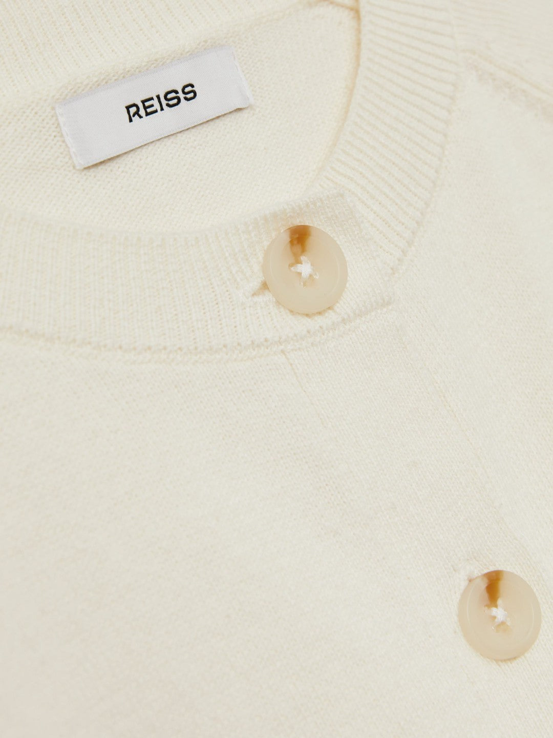 Reiss Savings - 13-14 yrs Cotton Crew-Neck Cardigan in Ivory