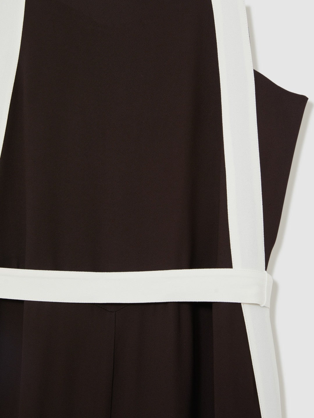 Reiss Colourblock Wide Leg Belted Jumpsuit in Chocolate/Cream