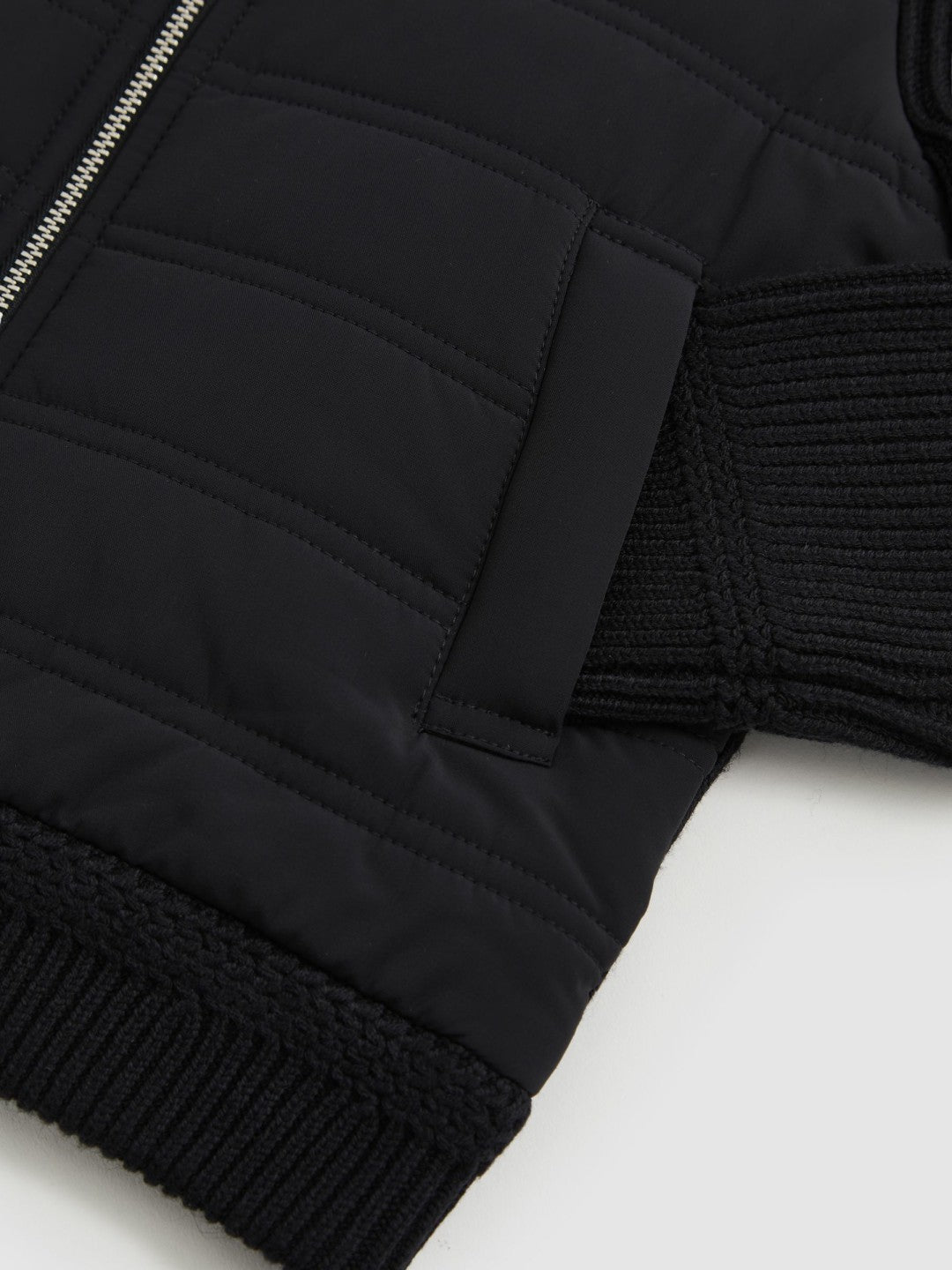 Reiss 3-9 yrs Hybrid Quilt and Knit Zip Through Jacket in Navy