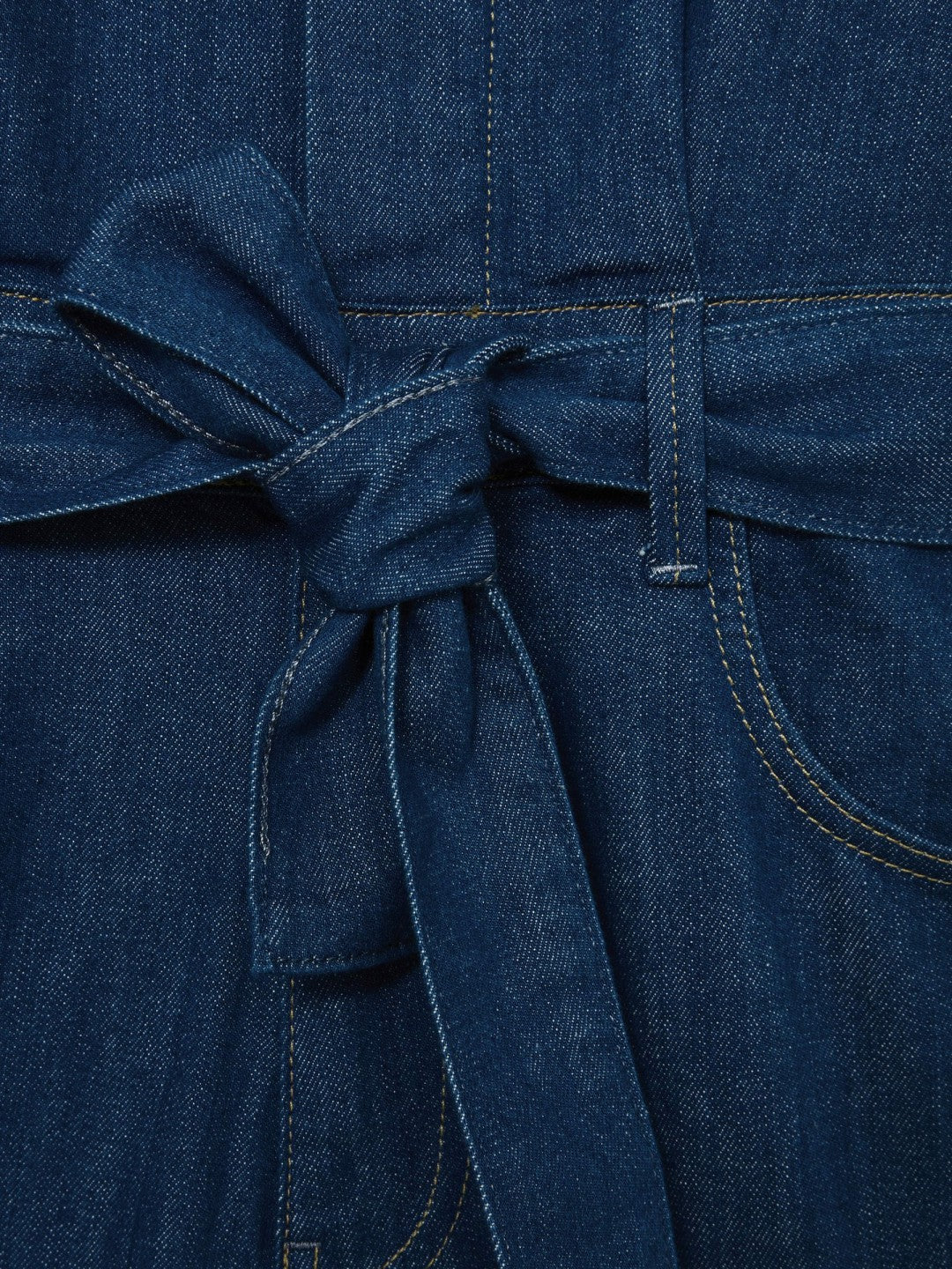 Reiss Paige Maraya Blue Wide Leg Belted Denim Jumpsuit in Maraya Blue