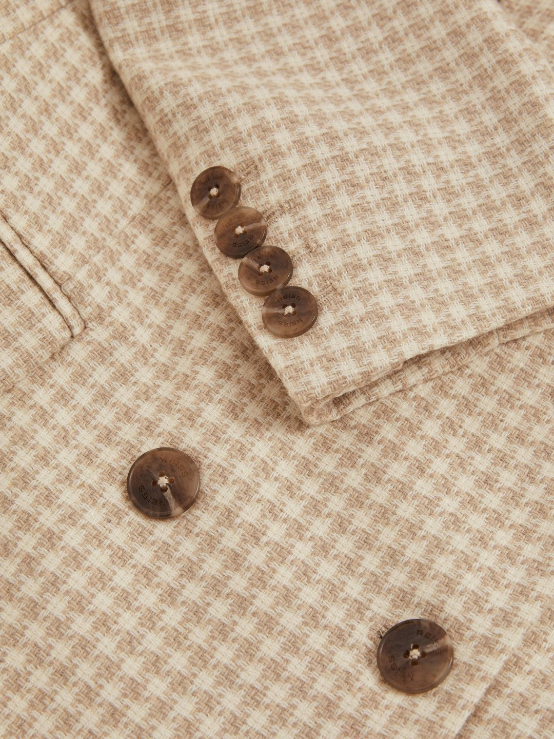 Reiss Petite Double Breasted Check Blazer With Wool in Neutral Check