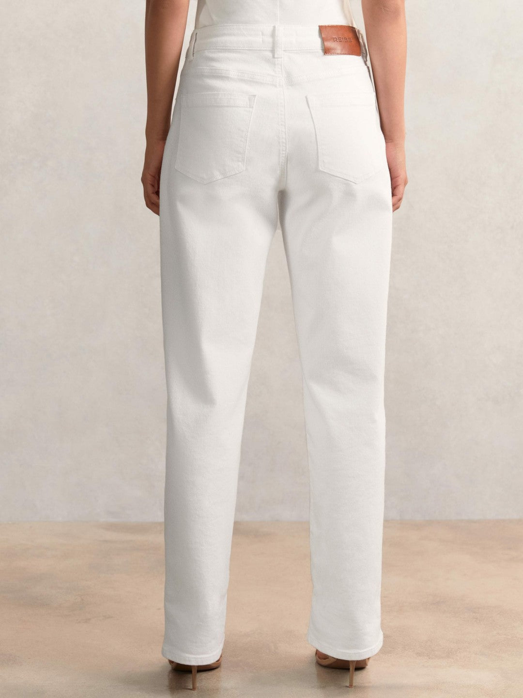 Reiss Petite Straight Leg Turn Up Jeans in White
