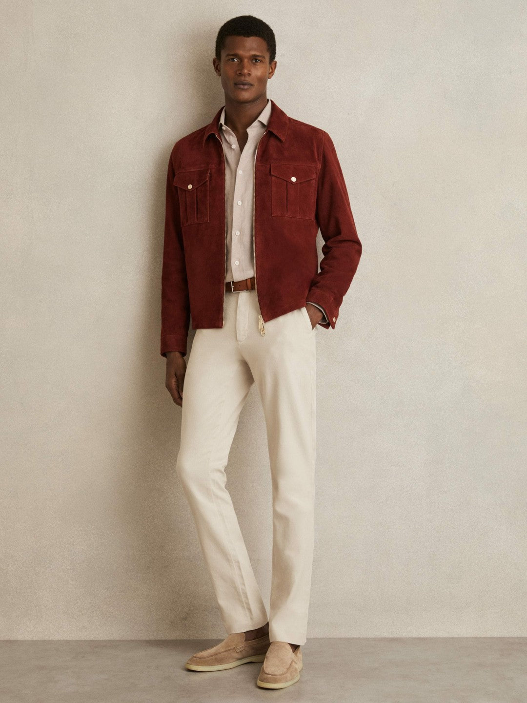 Reiss Savings - Cotton-Piqué Slim-Fit Chinos in Off White