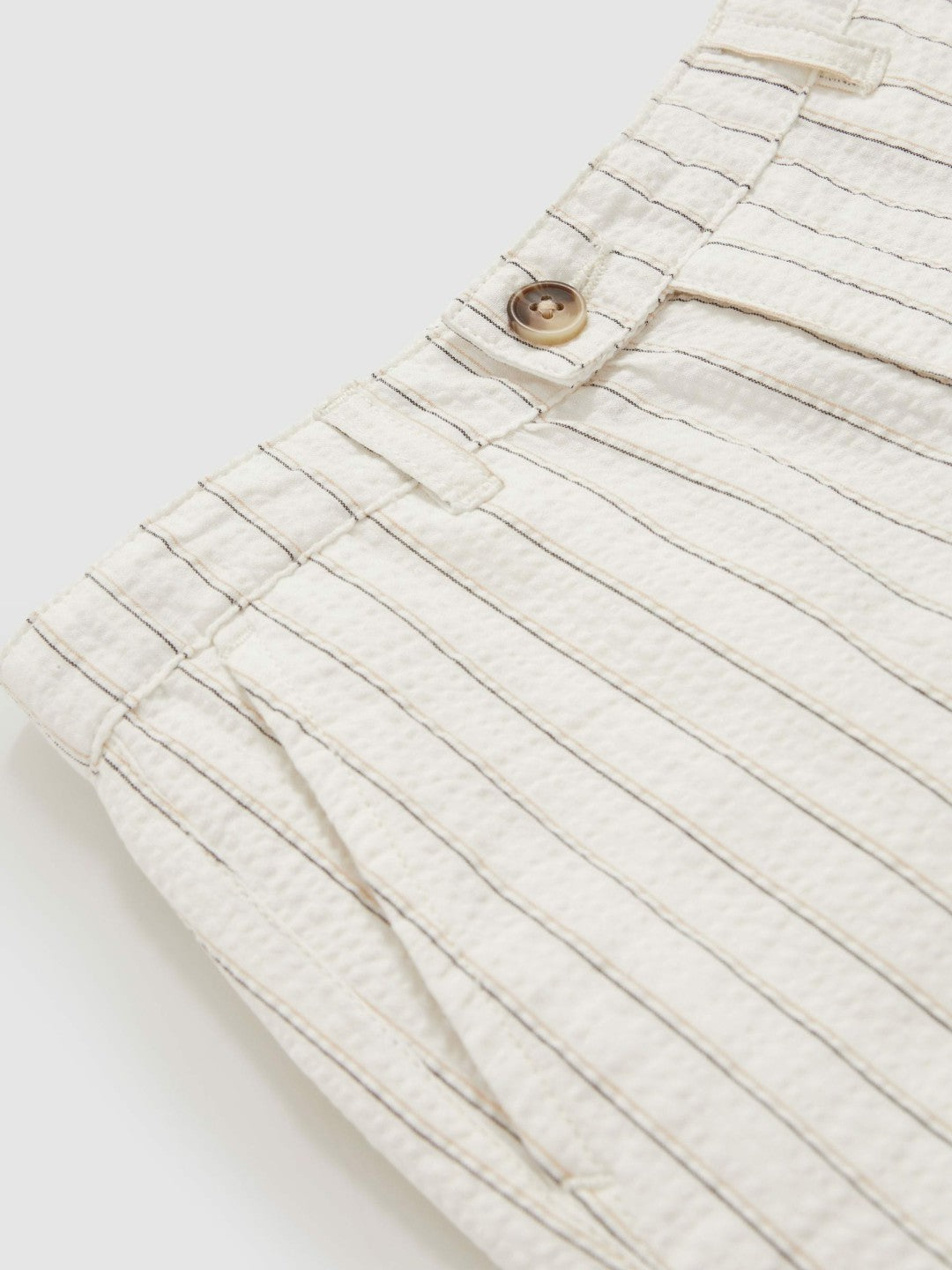 Reiss 3-9 yrs Cotton Pinstripe Trousers Regular-Fit in Off White/Taupe Brown