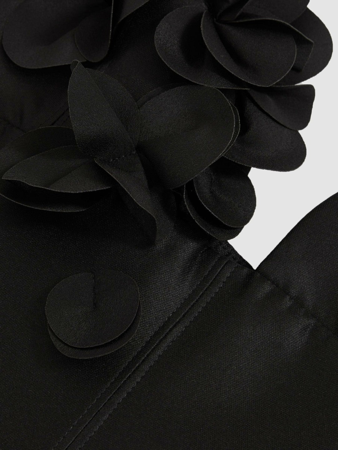 Reiss Acler Petal Detail Fitted Mini Black Dress in Black