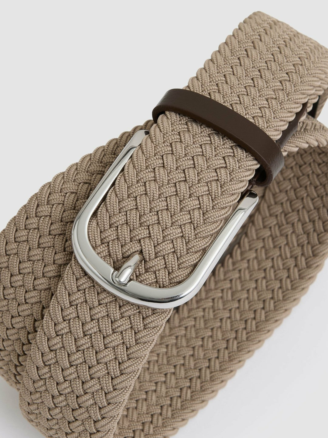 Reiss Basket Weave Belt in Stone