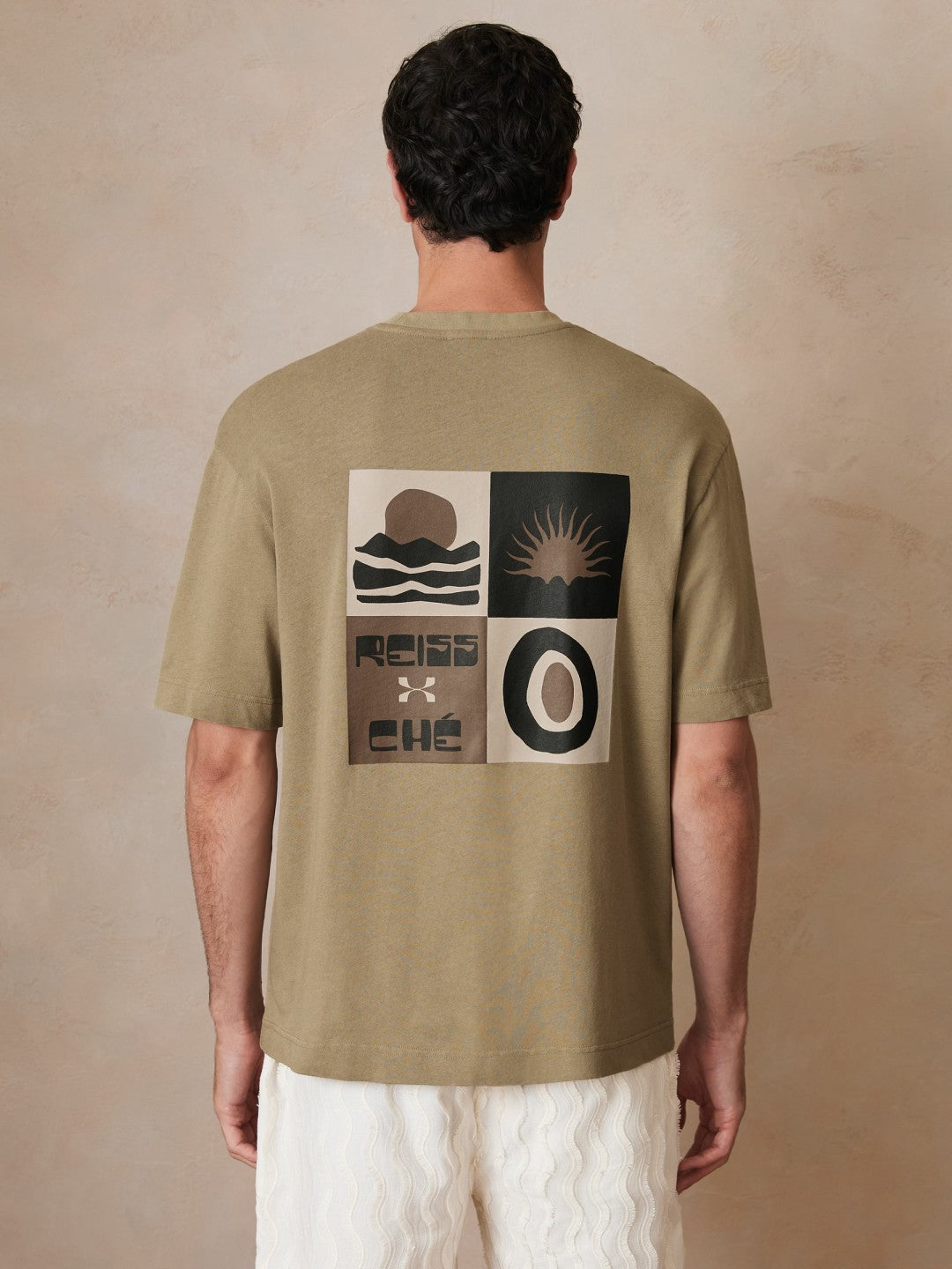 Reiss Featured - | Ché Cotton-Linen Sunset T-Shirt in Sage Green