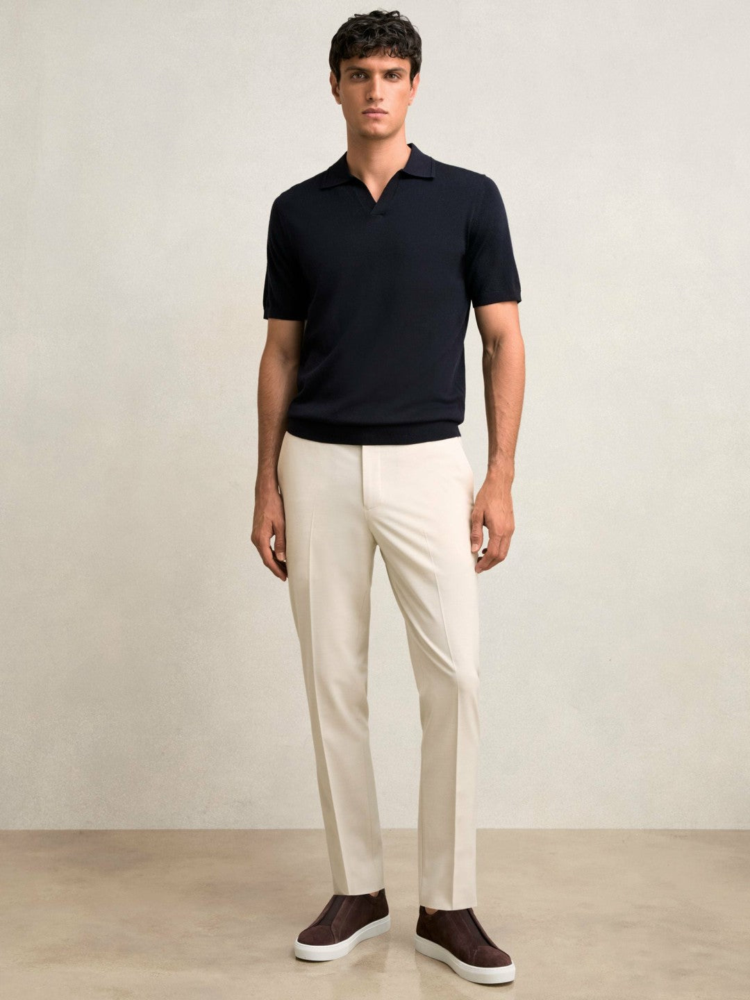 Reiss Slim-Fit Internal-Drawstring Trousers in Stone